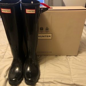 Hunter original TALL glossy boots size 8